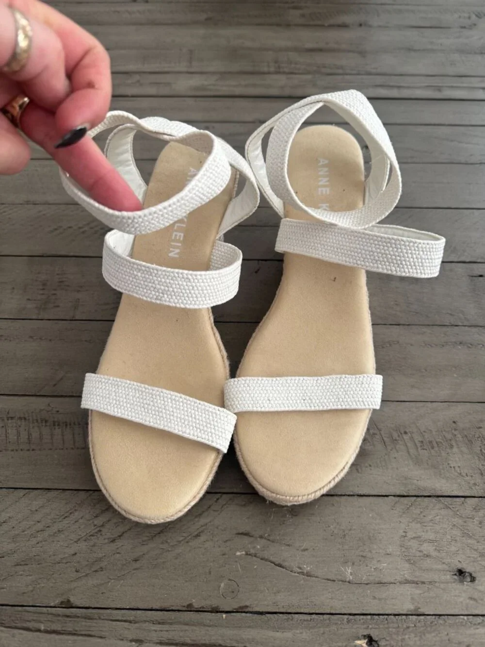 Anne Klein Willa Espadrille Wedge Platform Sandals White Size 9